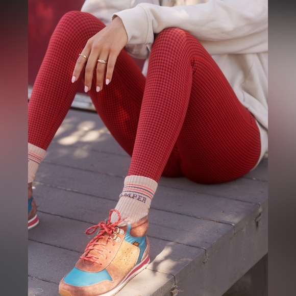 Aerie Houndstooth legging in Royal Berry Red sz L - Picture 4 of 9